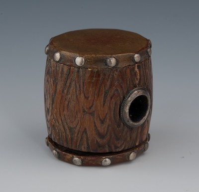 A Carved Wood Netsuke of a Drum 132893