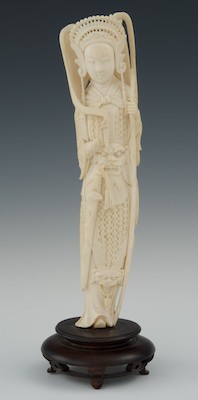 A Carved Ivory Figure of A Guard