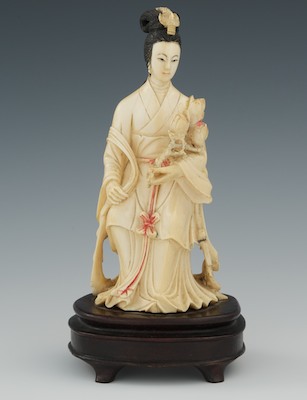 A Chinese Carved Ivory Seated Goddess 13289f