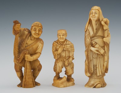 Three Signed Carved Ivory Figures 1328b8