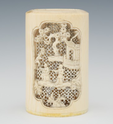 A Carved & Reticulated Ivory Cup