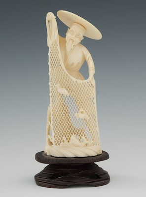 Carved Ivory Fisherman with Net 1328bb