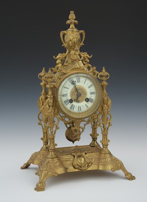 A French Style Table Clock Gilt brass