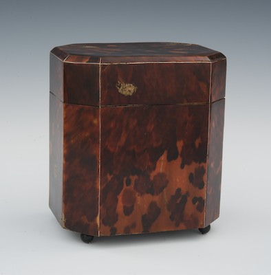 A Tortoise Clad Tea Caddy The canted