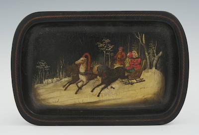 A Small Russian Lacquer Tray Apprx.