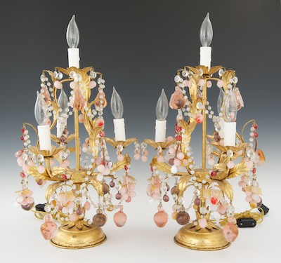 A Pair of Gilt Metal and Crystal 132911