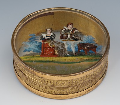 A Reverse Decorated Glass and Gilt