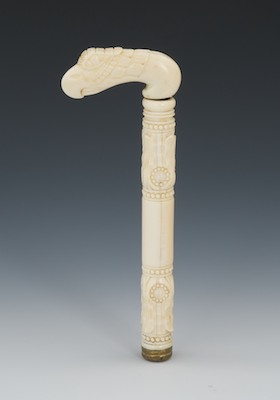 A Victorian Carved Ivory Walking Stick