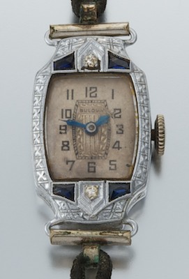 An Art Deco Bulova Gold Watch 14k white