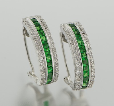 A Pair of Green Garnet and Diamond 1329bb