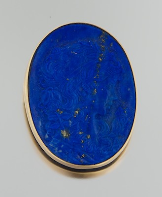 A Carved Lapis Lazuli Cameo 14k