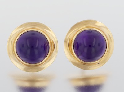 A Pair of Amethyst Cabochon Earrings 1329ee