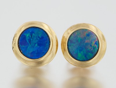 A Pair of Black Opal Doublet Earrings 1329ef
