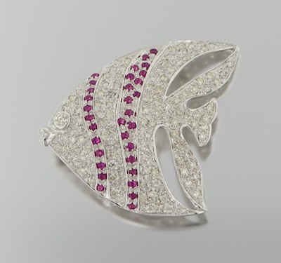 A Ruby and Diamond Tropical Fish Brooch