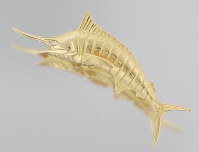 A Gold and Diamond Swordfish Pendant 132a09