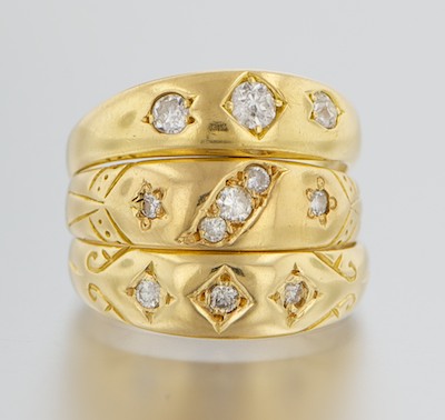 A Set of Three English 18k Gold