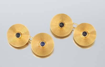 A Pair of Gold and Sapphire Cufflinks