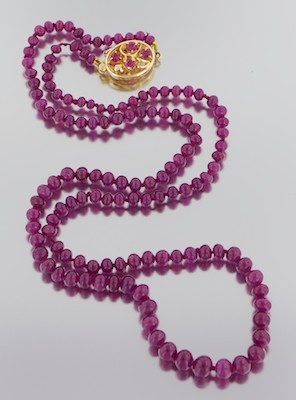 A Natural Ruby Bead Necklace with