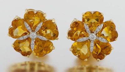 A Pair of Diamond and Citrine Earrings 132a34