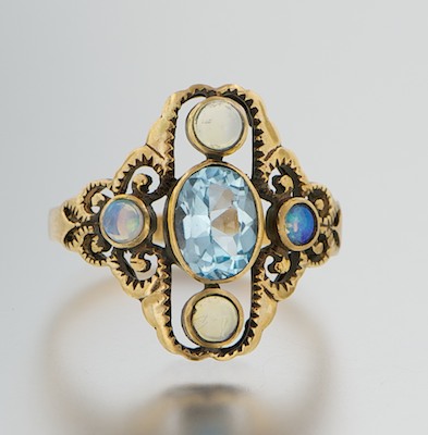 An English Gold Opal and Blue Topaz