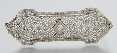 An Art Deco White Gold and Diamond