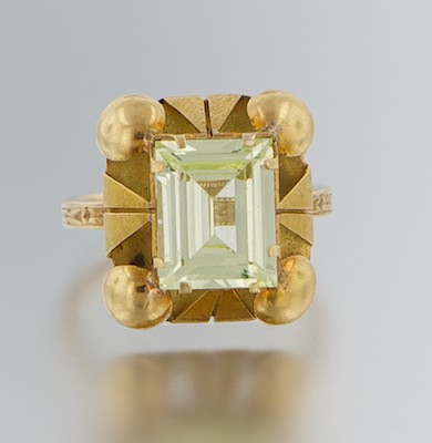A Retro Design Gemstone Ring 14k