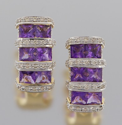 A Pair of Diamond and Amethyst