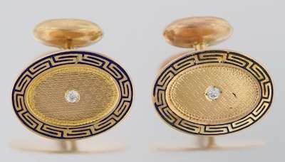 A Pair of Diamond and Enamel Cufflinks 132a54