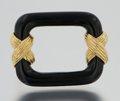 A Tiffany & Co Gold and Onyx Brooch