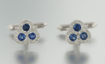 A Pair of Diamond and Sapphire 132a88