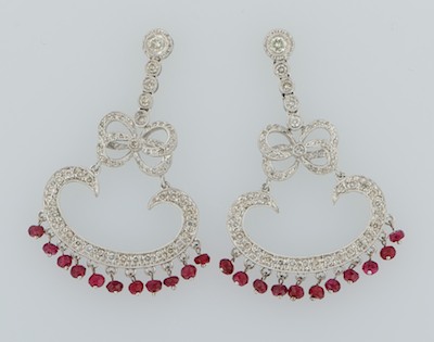 A Pair of Ruby and Diamond Pendant 132a89