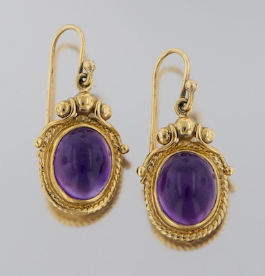 A Pair of English Gold and Amethyst