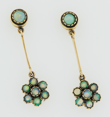 A Pair of English Gold and Opal