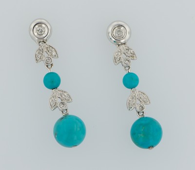 A Pair of Turquoise and Diamond 132ab7