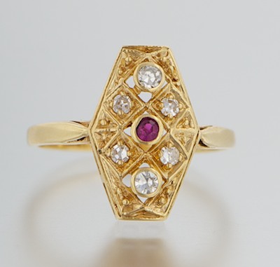 A Diamond and Ruby Ring 14k yellow