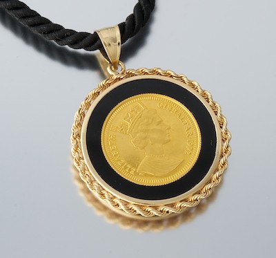 A Ladies Gold Coin Necklace 14k 132abe