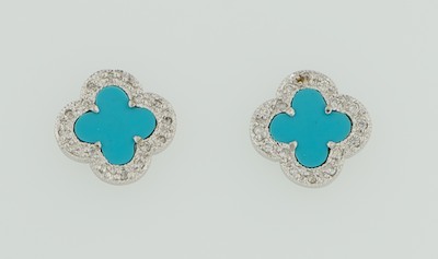 A Pair of Turquoise and Diamond 132ab8