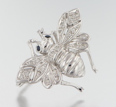 A White Gold Diamond and Sapphire Bee