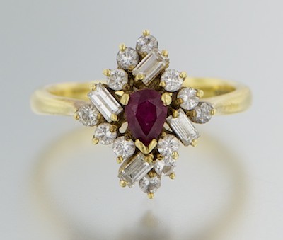 A Ladies Ruby and Diamond Cluster 132af0