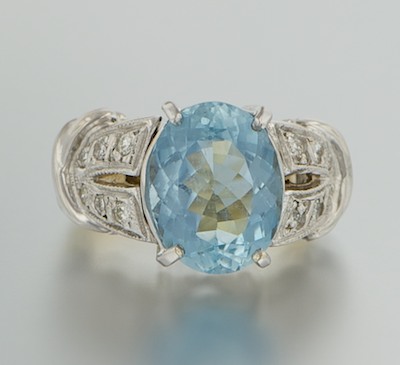 A Ladies' Aquamarine and Diamond