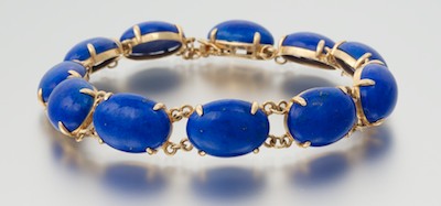 A Ladies Lapis and Gold Bracelet 132afb
