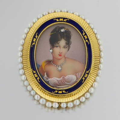 An Italian 18k Gold and Miniature Portrait