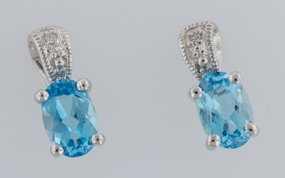 A Pair of Topaz and Diamond Earrings