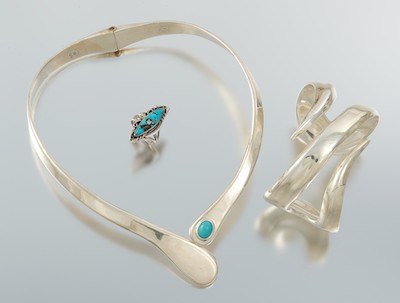 A Group of Sterling Silver Turquoise