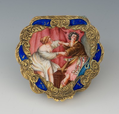 An Italian Enameled and Gilt Compact