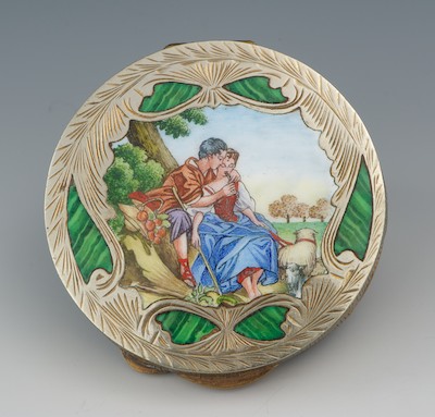 An Italian Silver and Enamel Compact