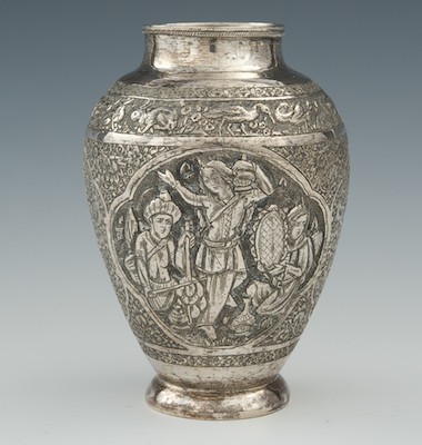 A Persian Silver Vase Apprx 4 H 132b6b