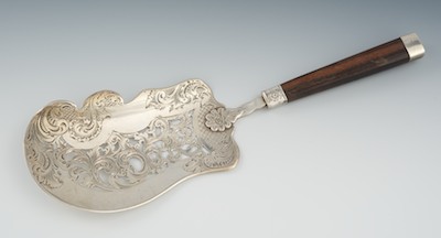 A French Silver Server with Wooden 132bbf