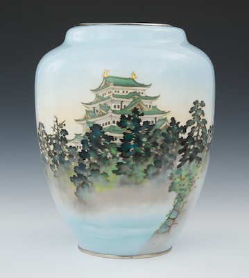 A Japanese Cloisonne Scenic Vase 132c0d