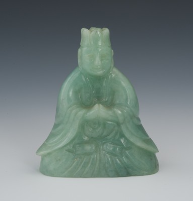 A Seated Scholar in Carved Green 132c26